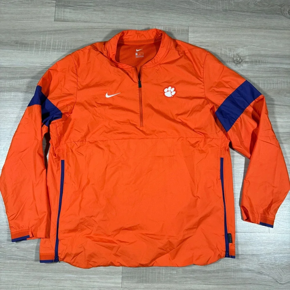 Nike Clemson Tigers Orange Blue Lightweight‎ Pullover Jacket Vented Size XL